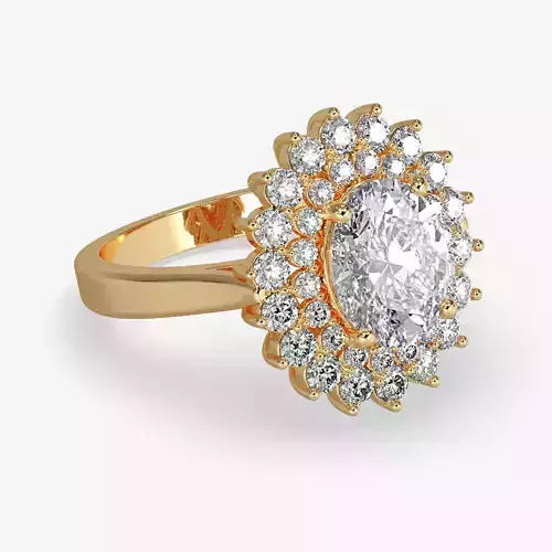 GG-0011 gold ring with diamonds in center