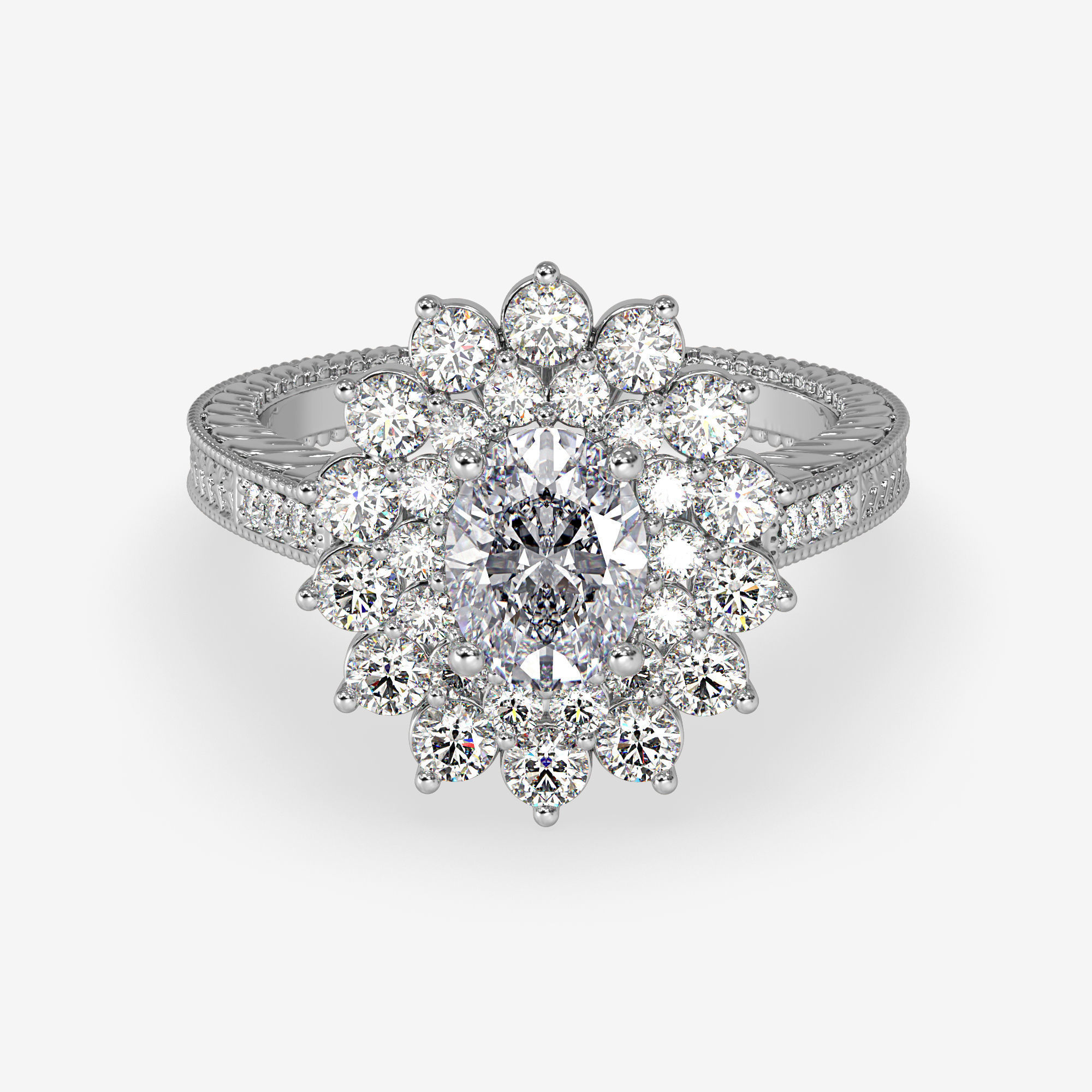 GG-0010 rose gold engagement ring with diamonds in center 3D print model_7