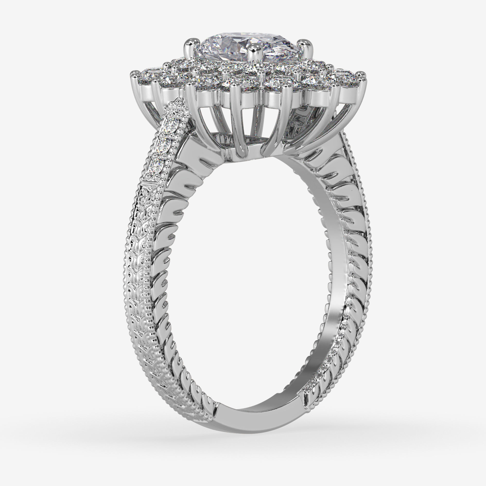 GG-0010 rose gold engagement ring with diamonds in center 3D print model_9