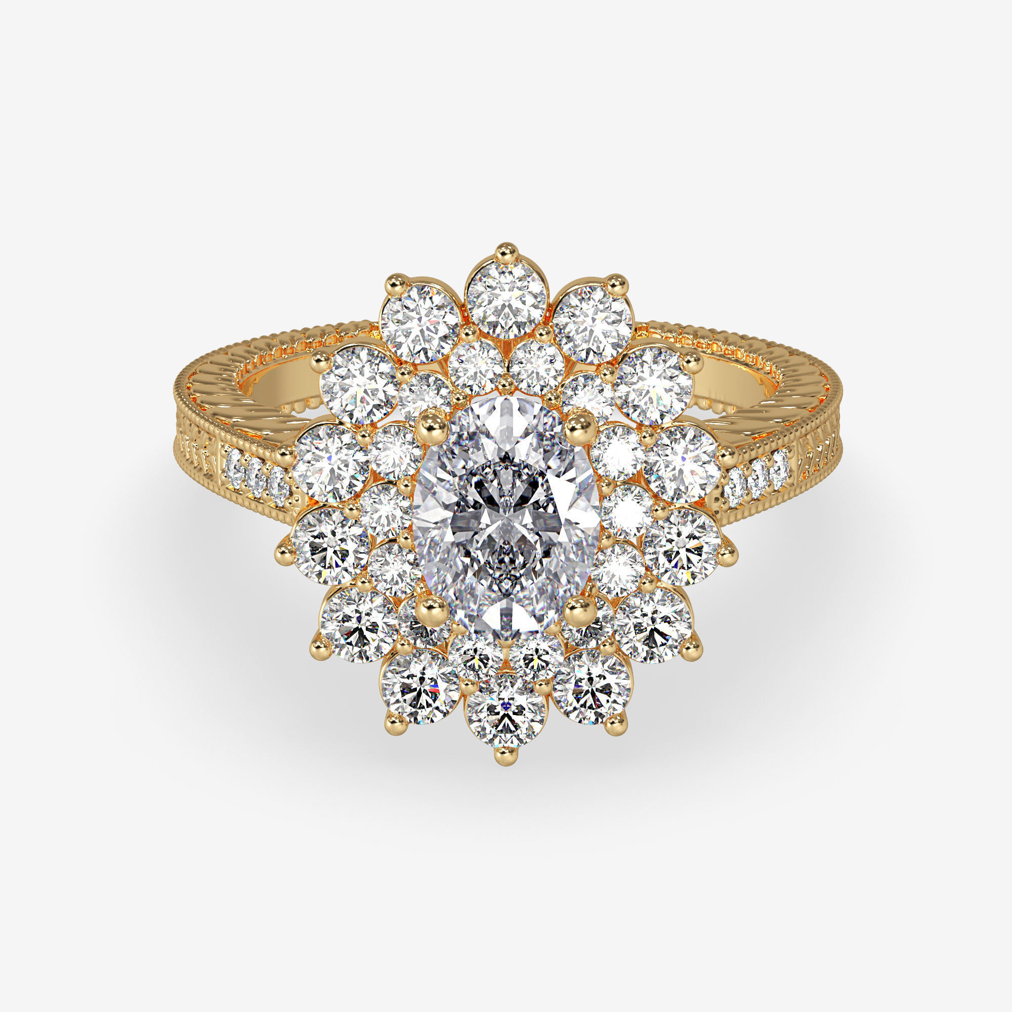 GG-0010 rose gold engagement ring with diamonds in center 3D print model_10