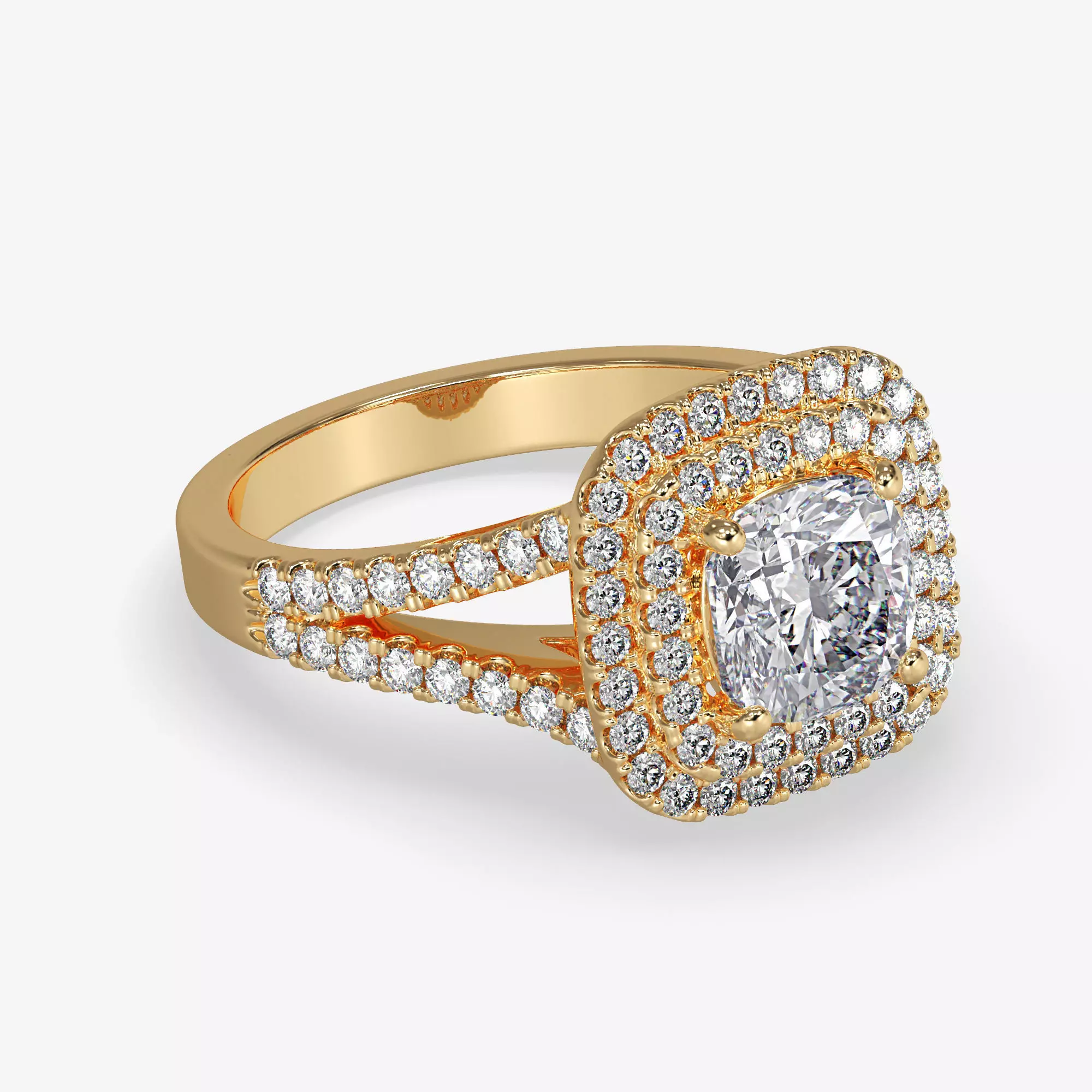 GG-0007 engagement ring in rose gold 3D print model