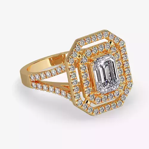 GG-0006 emerald cut diamond ring gold