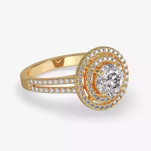 GG-0005 gold ring with diamonds in center