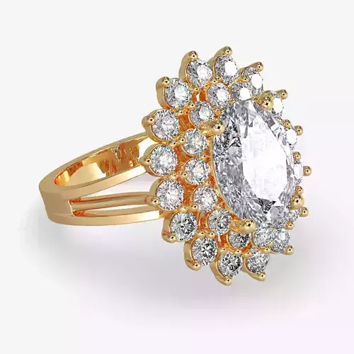 GG-0003 gold ring with oval cut diamond in center