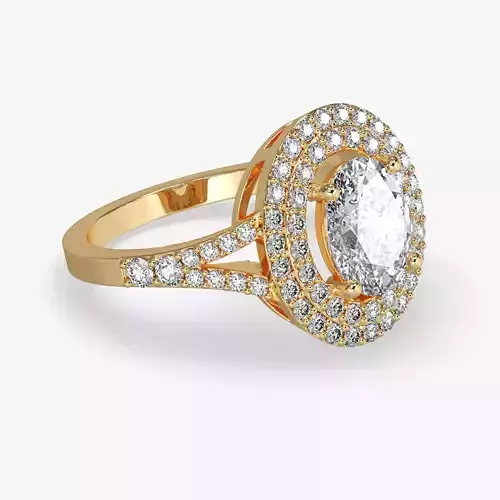 GG-0002 gold ring with oval cut diamond in center