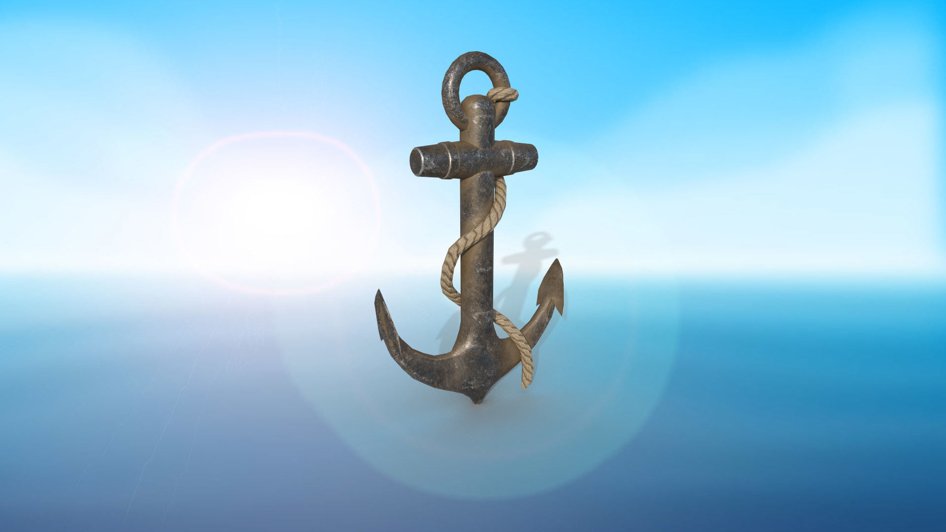 anchor karobelny and ship metal PBR game ready 2 textures Low-poly 3D model_4