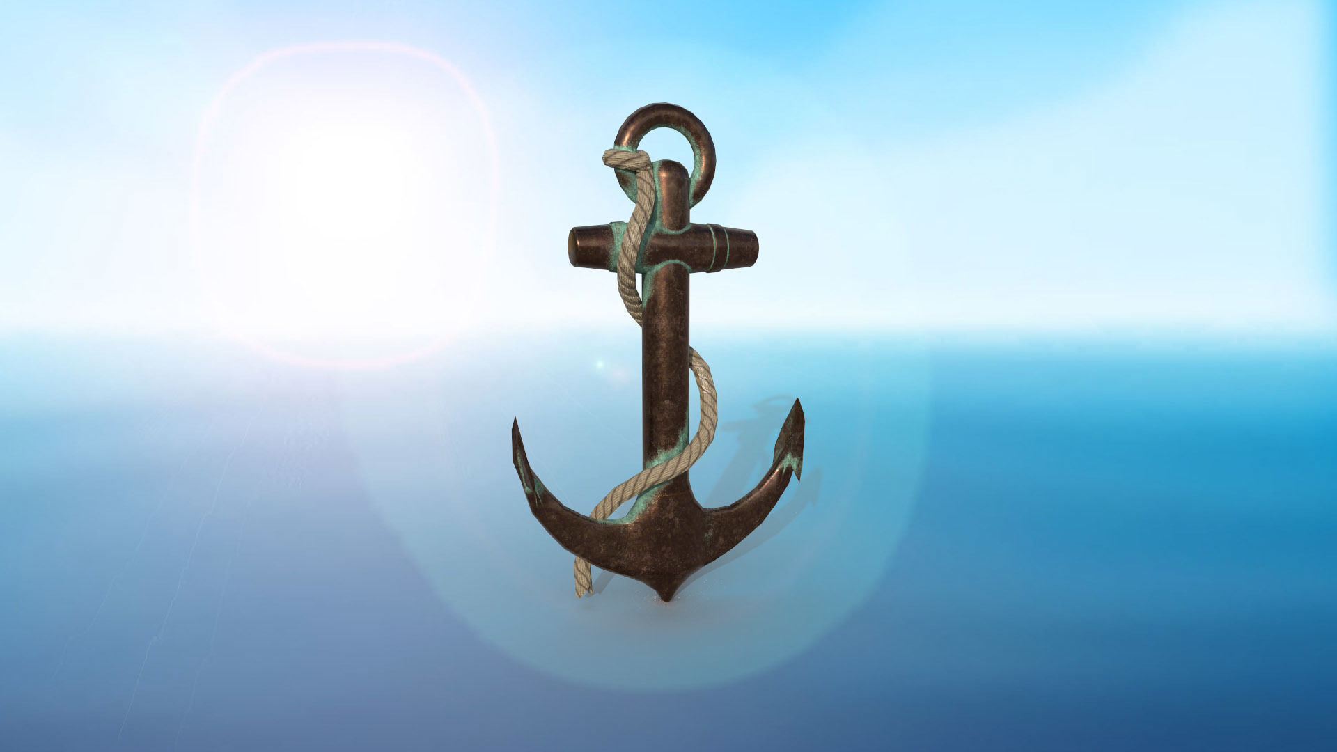 anchor karobelny and ship metal PBR game ready 2 textures Low-poly 3D model_8