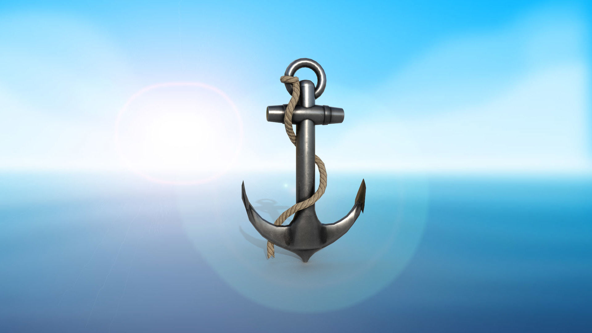 anchor karobelny and ship metal PBR game ready 2 textures Low-poly 3D model_3