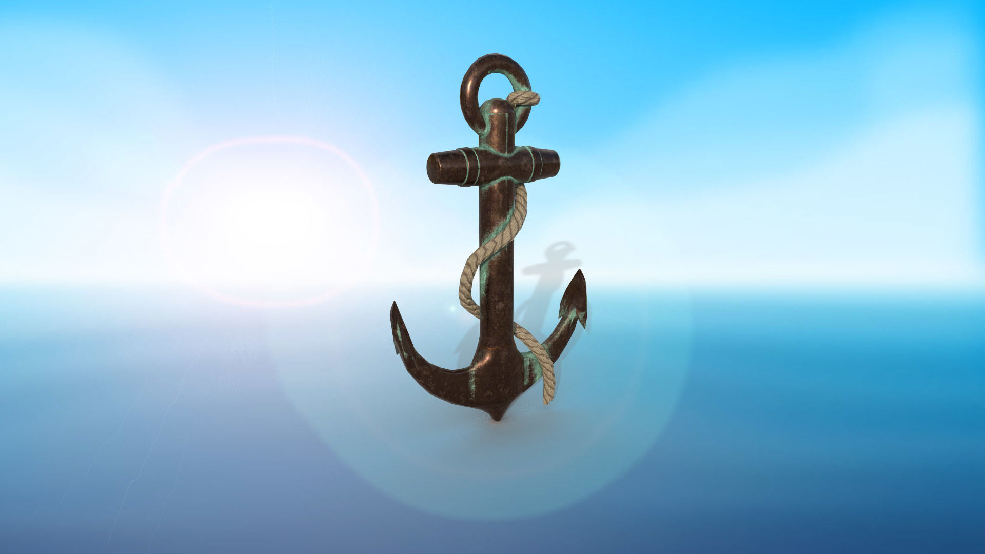 anchor karobelny and ship metal PBR game ready 2 textures Low-poly 3D model_6