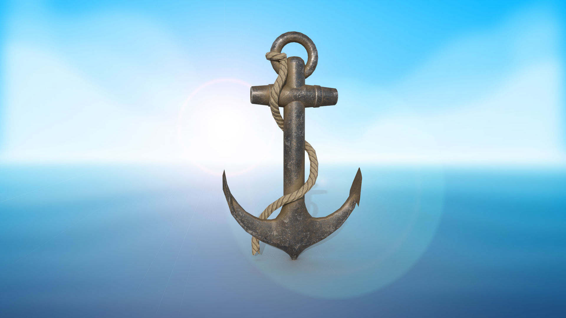 anchor karobelny and ship metal PBR game ready 2 textures Low-poly 3D model_2
