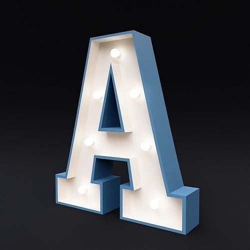 Marquee A letter glow sign 3dmodel 3D model