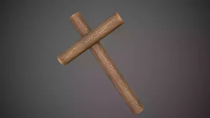 Wood Log Cross Low-poly 3D model