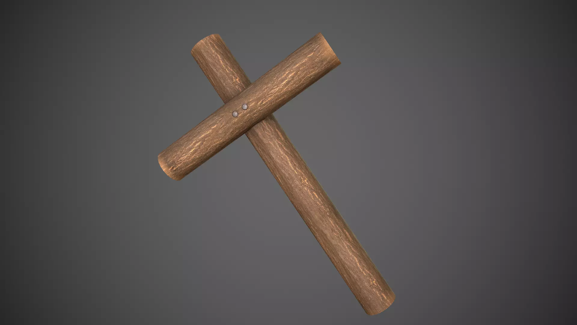 Wood Log Cross Low-poly 3D model_0