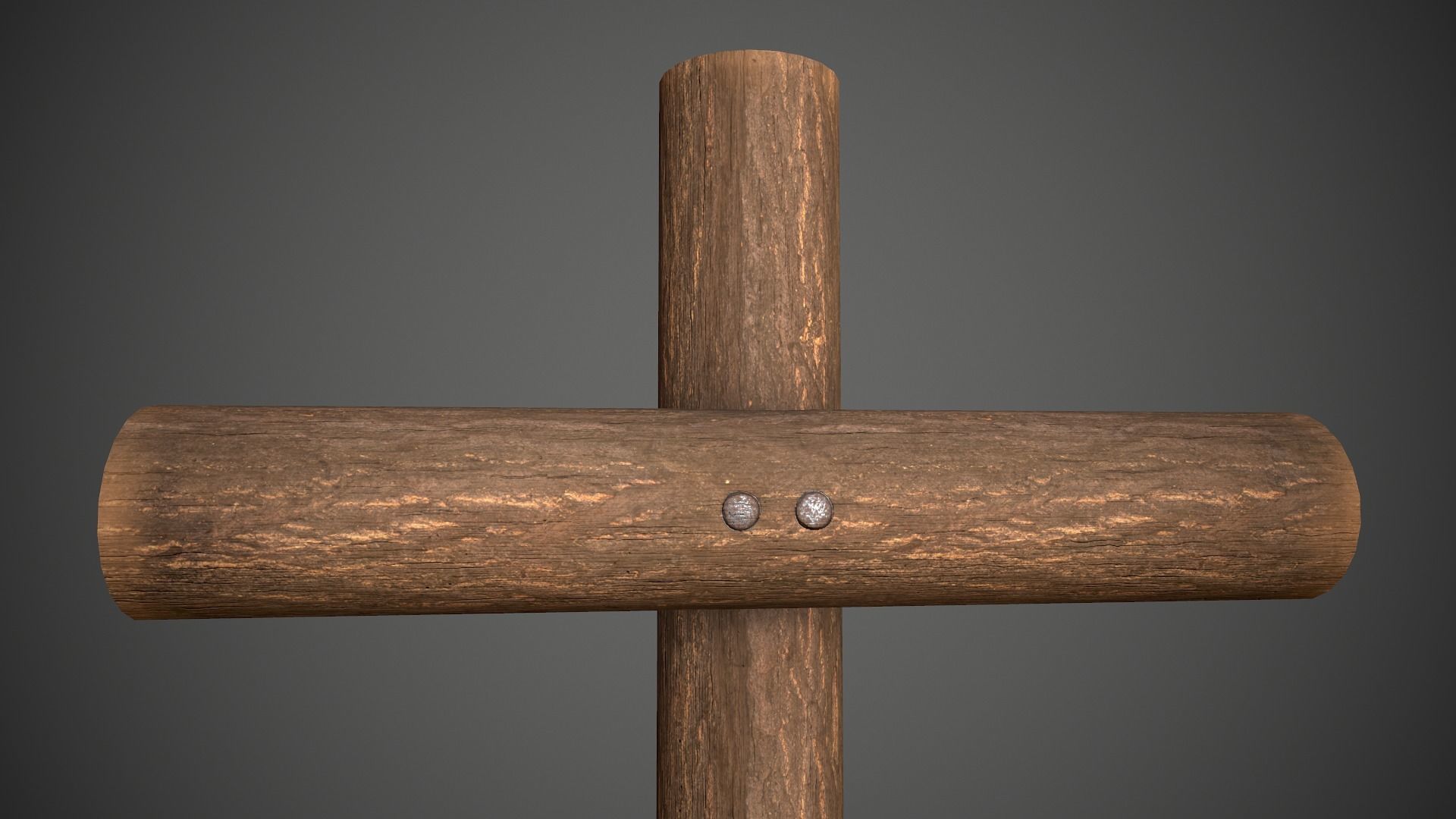 Wood Log Cross Low-poly 3D model_2