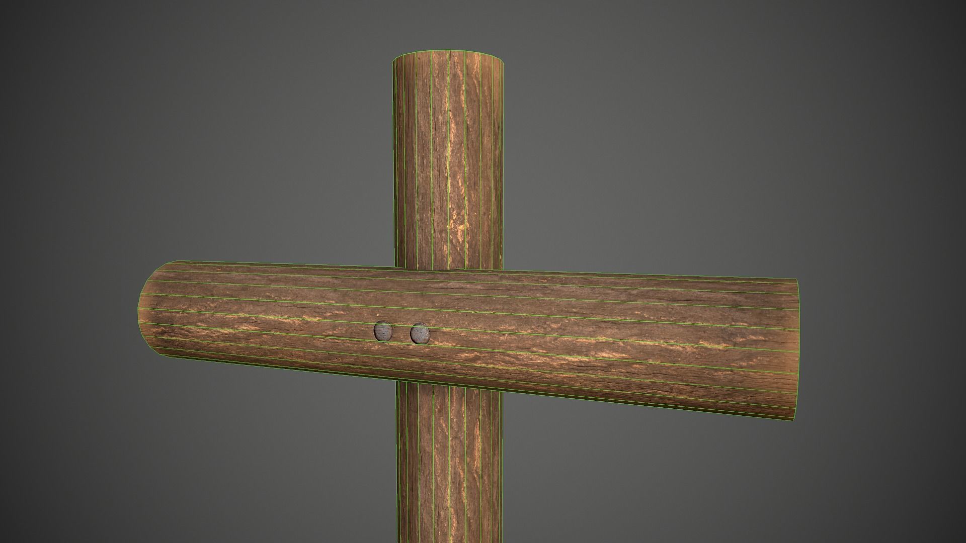 Wood Log Cross Low-poly 3D model_5