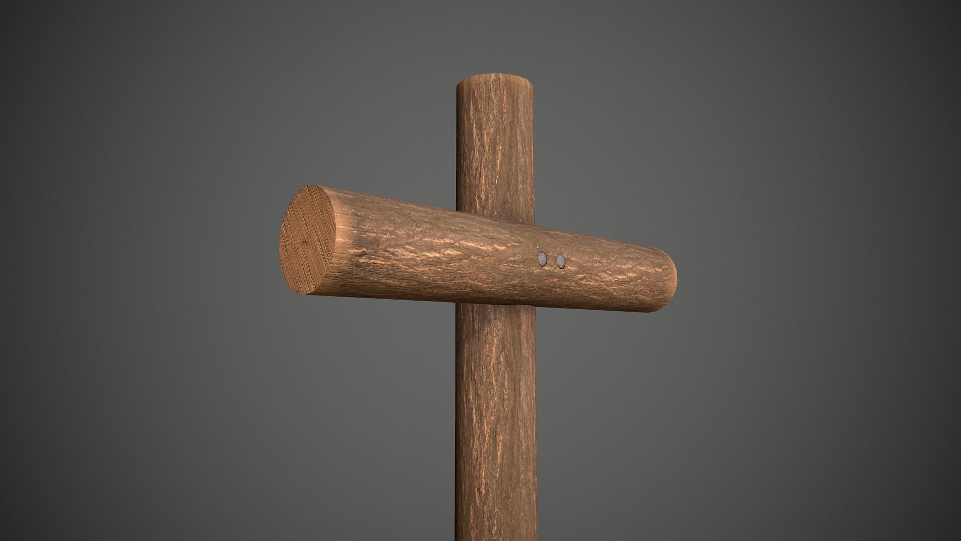 Wood Log Cross Low-poly 3D model_3