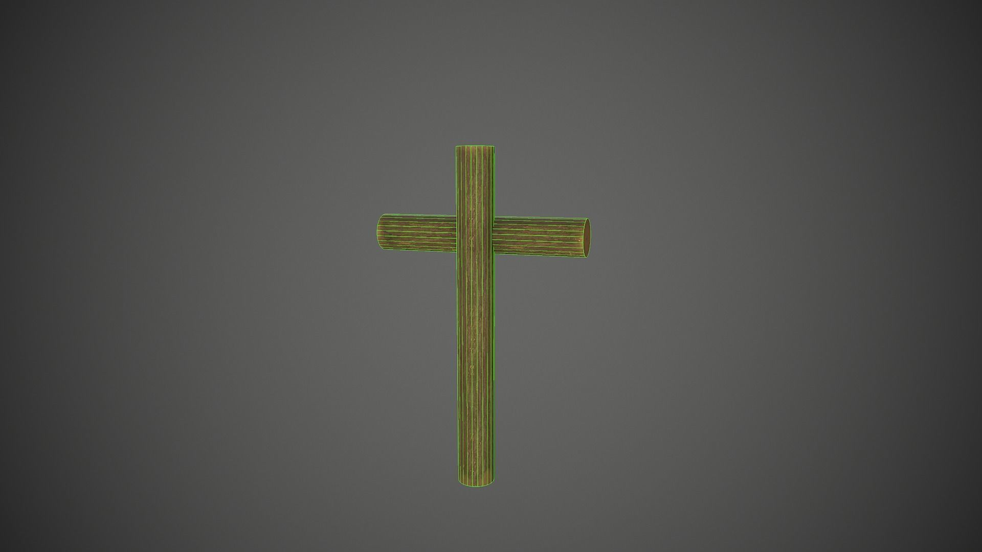 Wood Log Cross Low-poly 3D model_6