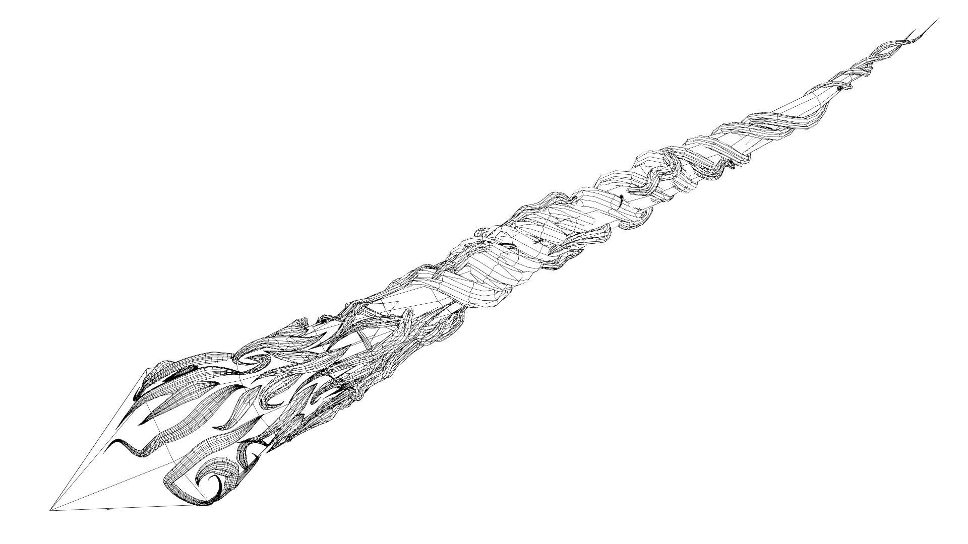 Crystal magic wand Low-poly 3D model_24