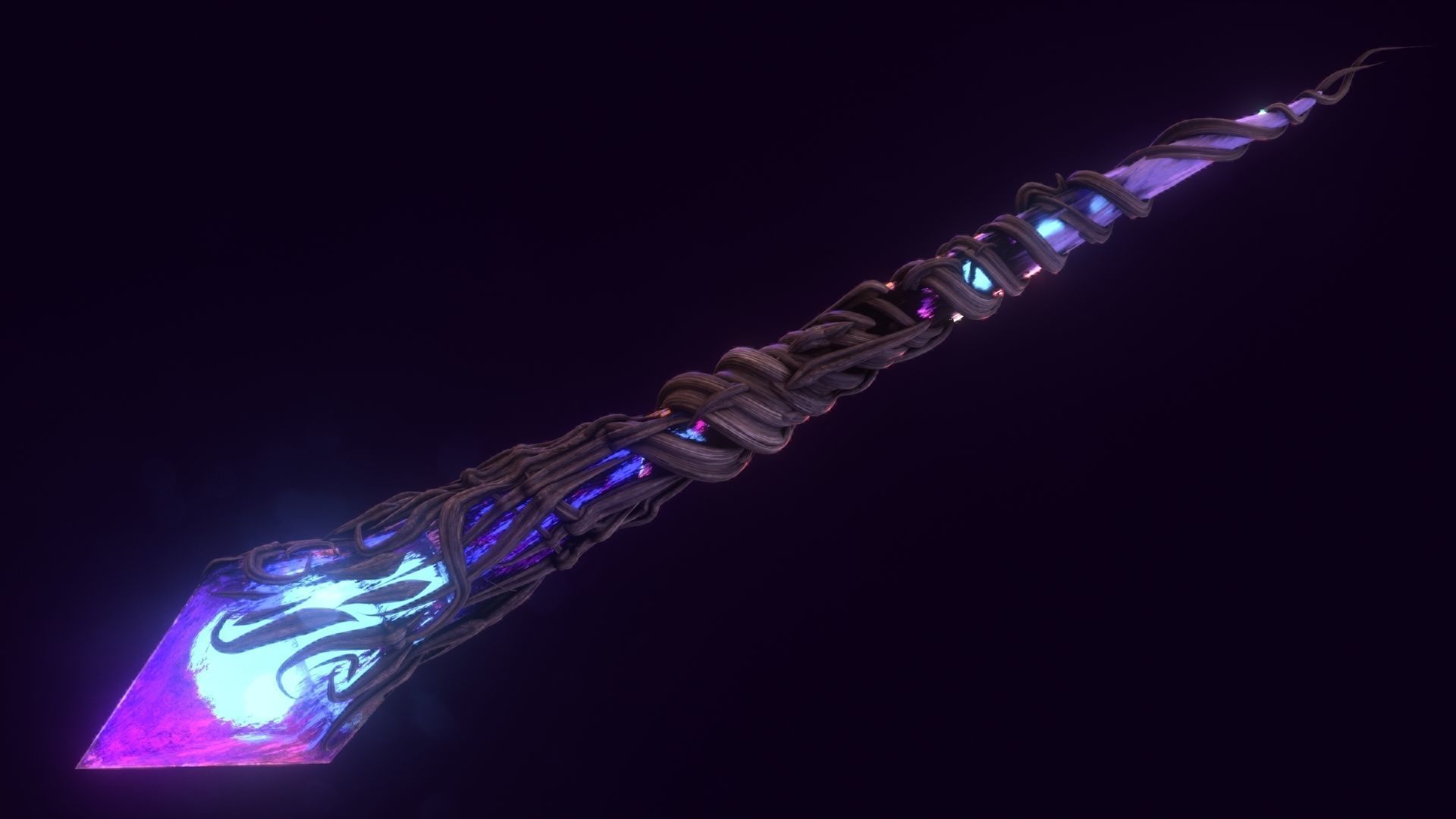 Crystal magic wand Low-poly 3D model_7