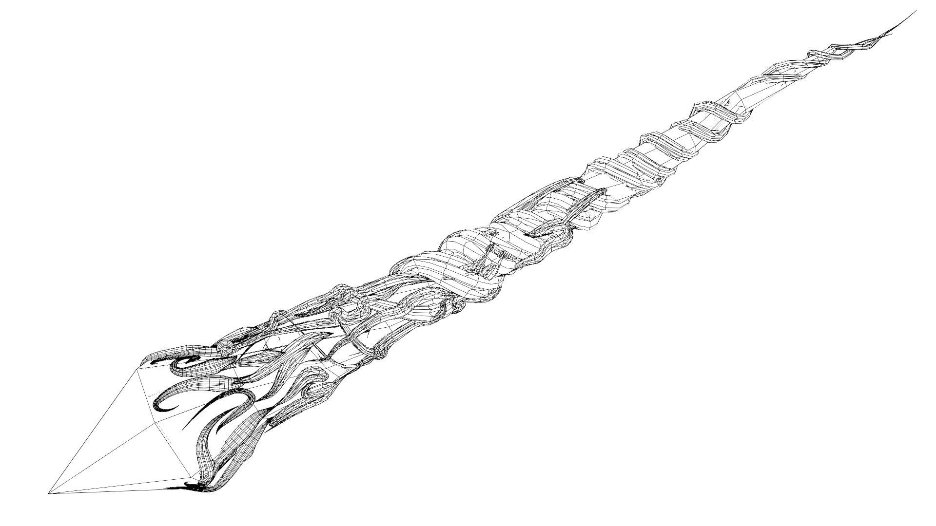 Crystal magic wand Low-poly 3D model_29