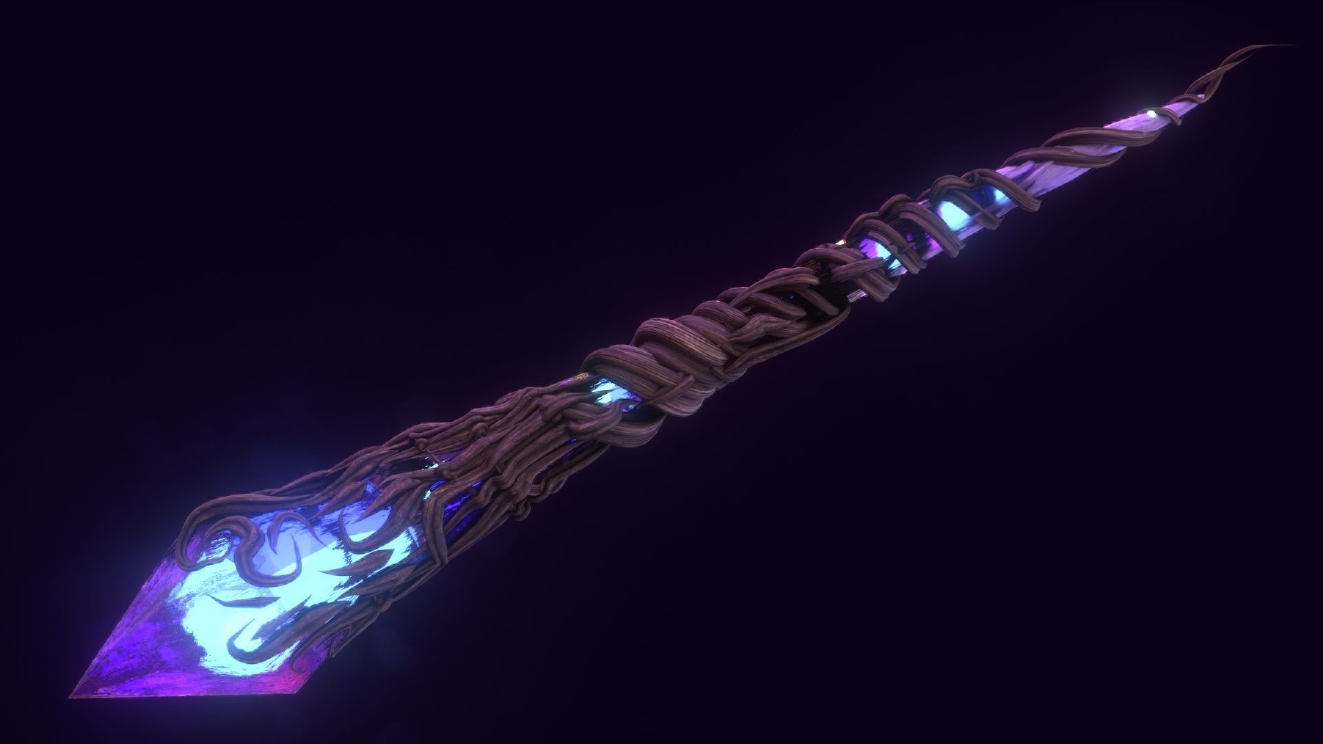 Crystal magic wand Low-poly 3D model_6