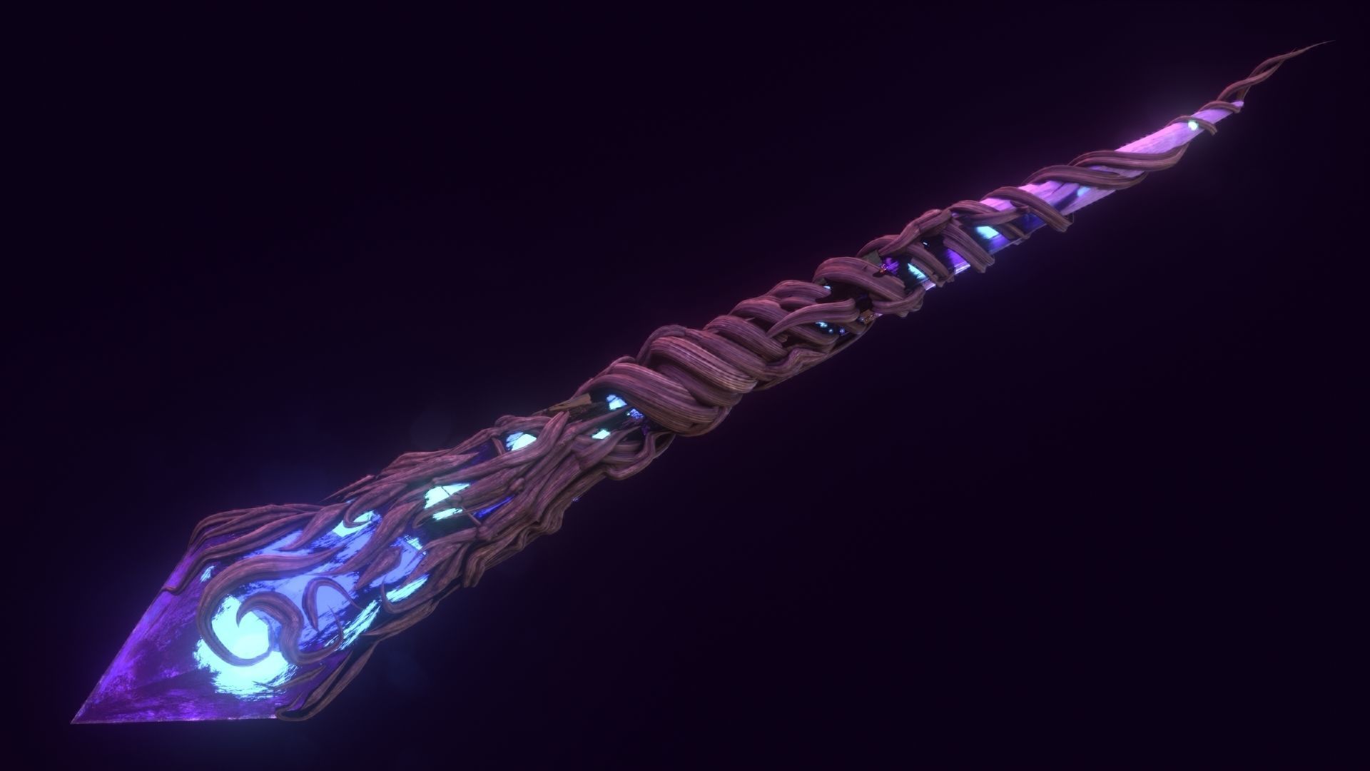 Crystal magic wand Low-poly 3D model_5