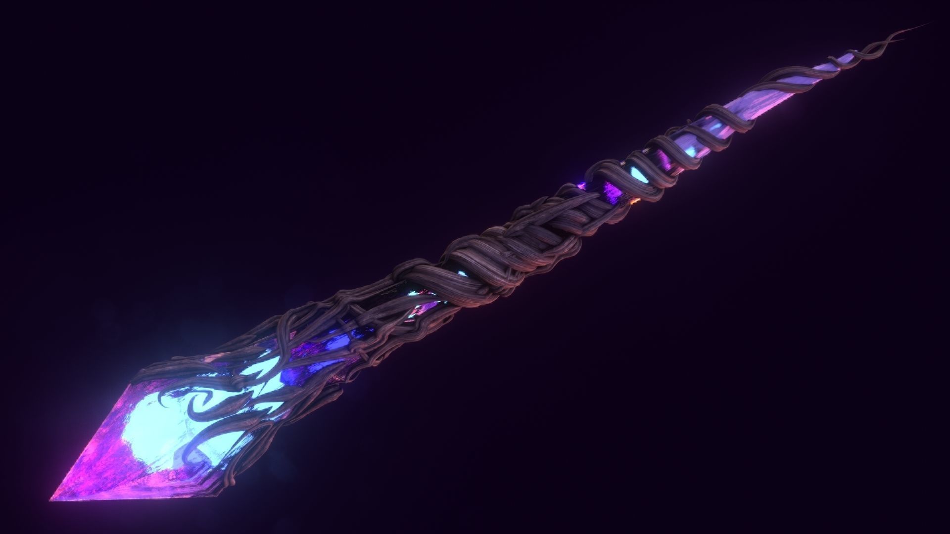 Crystal magic wand Low-poly 3D model_8