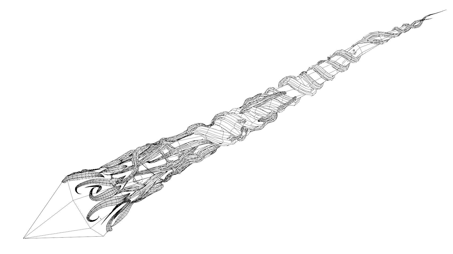 Crystal magic wand Low-poly 3D model_28