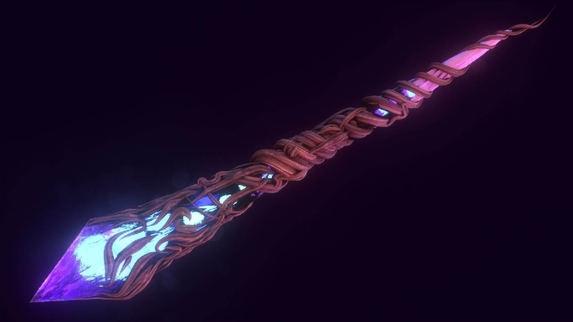 Crystal magic wand Low-poly 3D model_10
