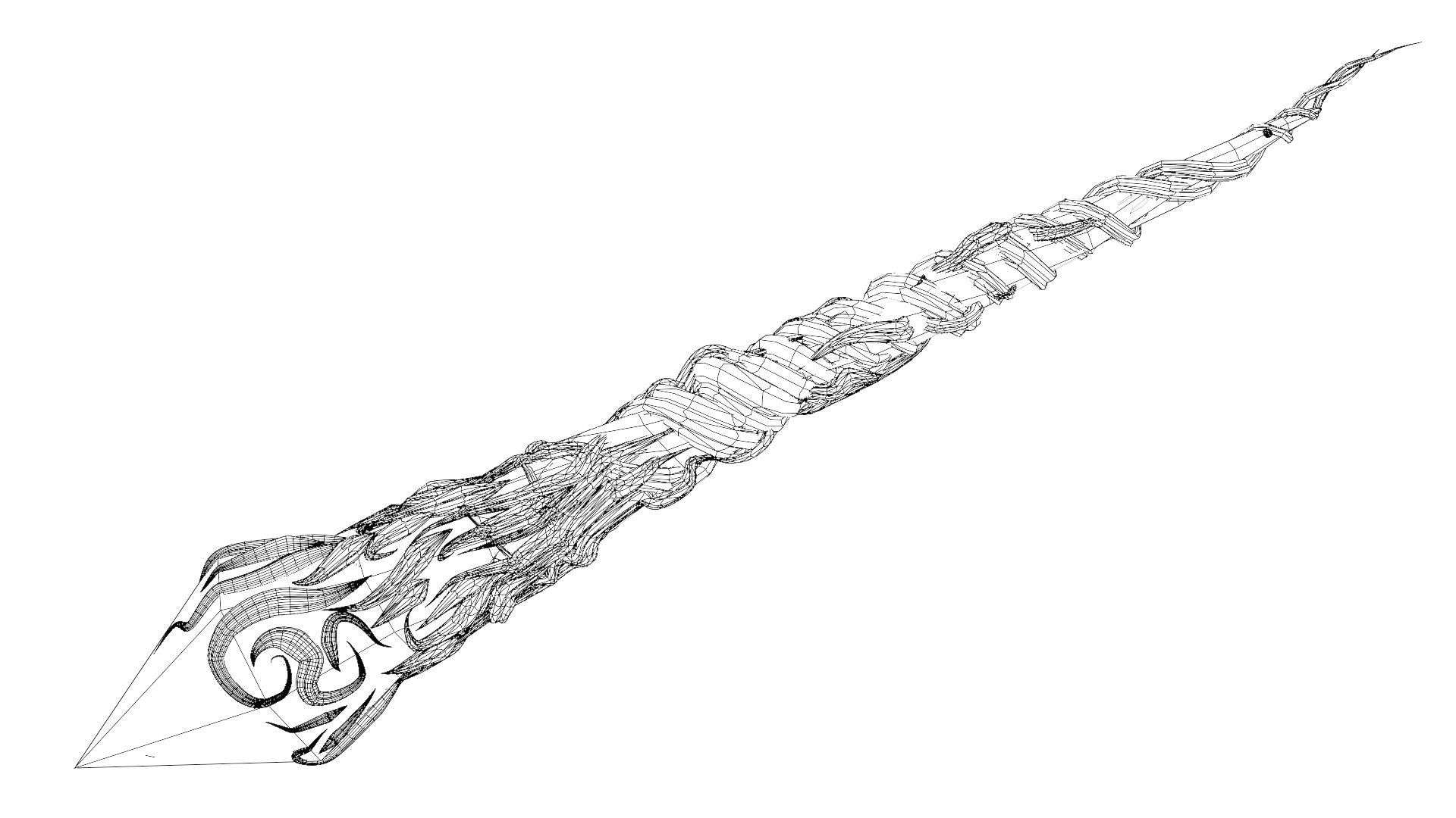 Crystal magic wand Low-poly 3D model_25