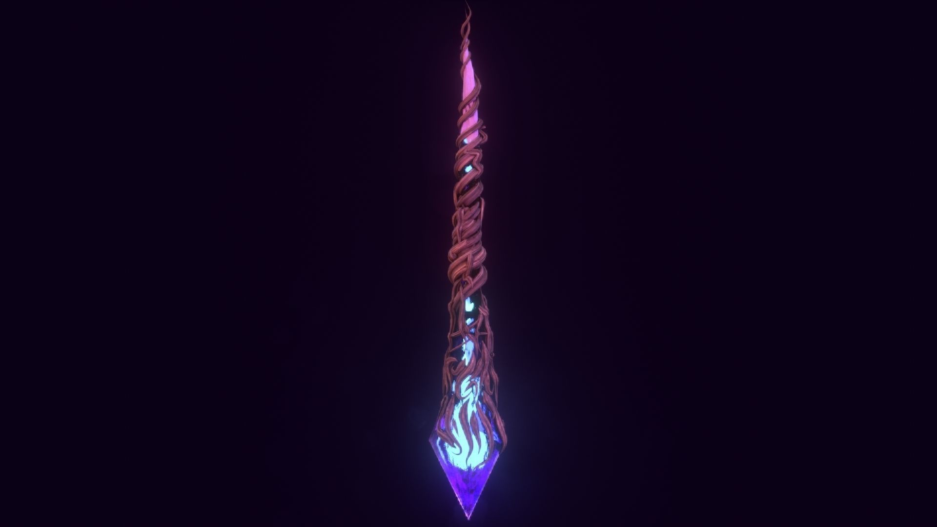 Crystal magic wand Low-poly 3D model_2