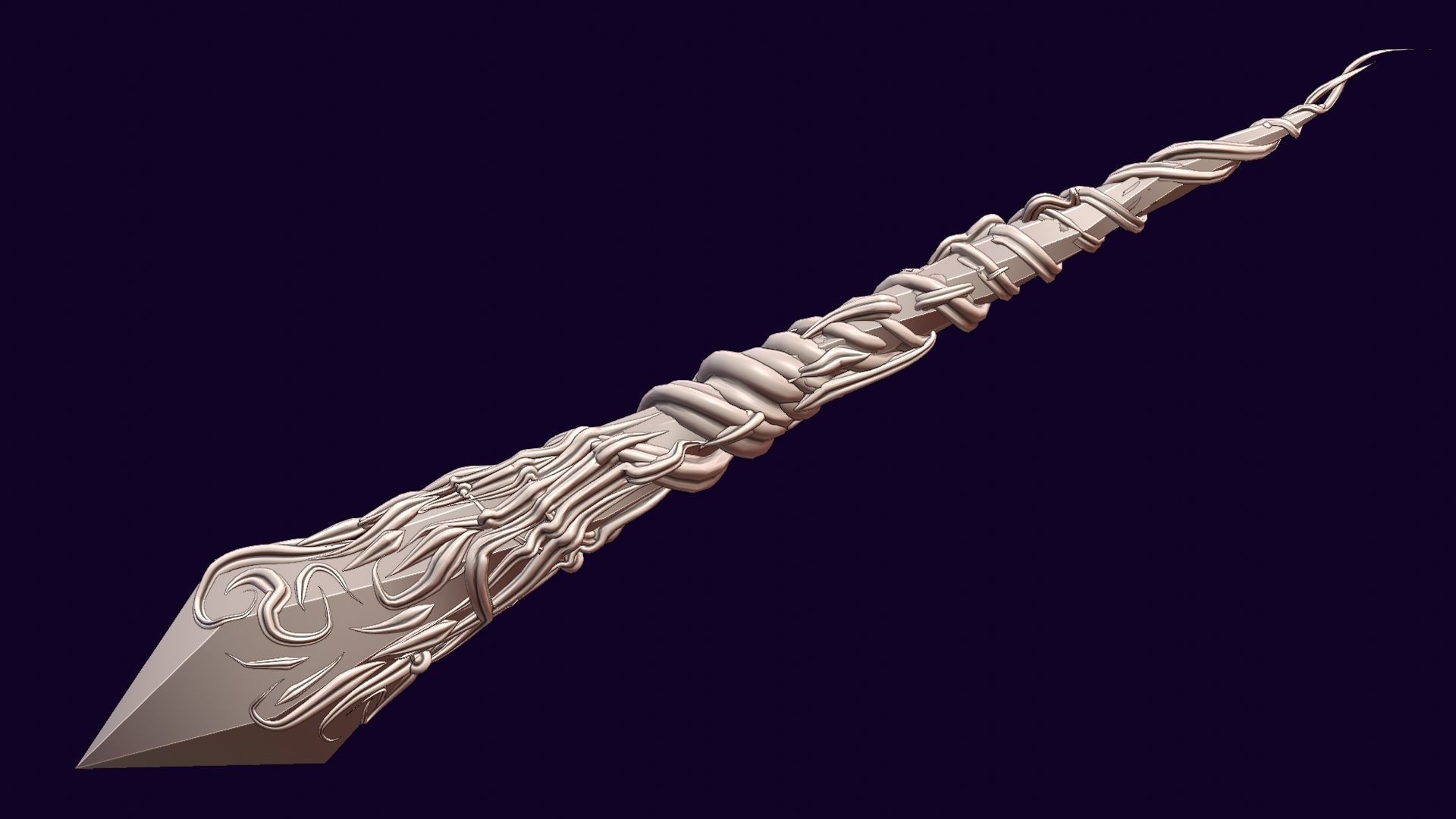 Crystal magic wand Low-poly 3D model_16