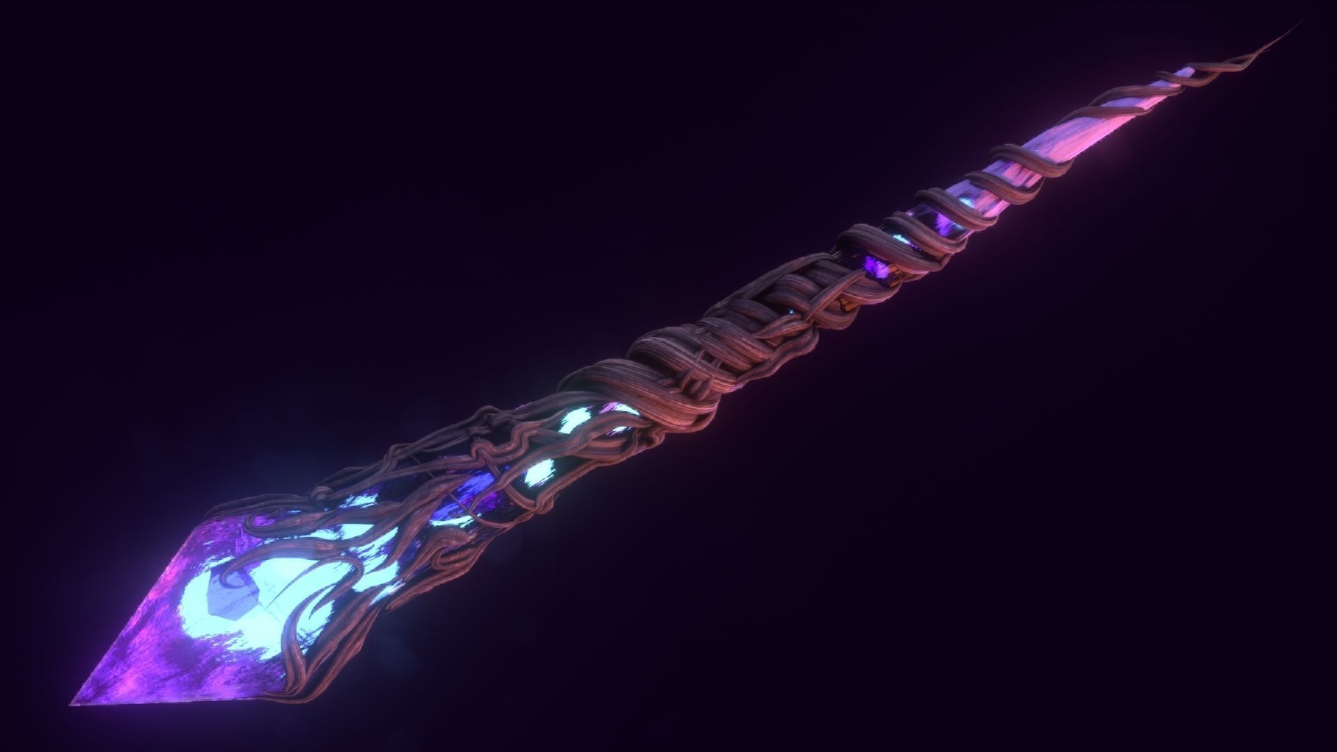 Crystal magic wand Low-poly 3D model_9
