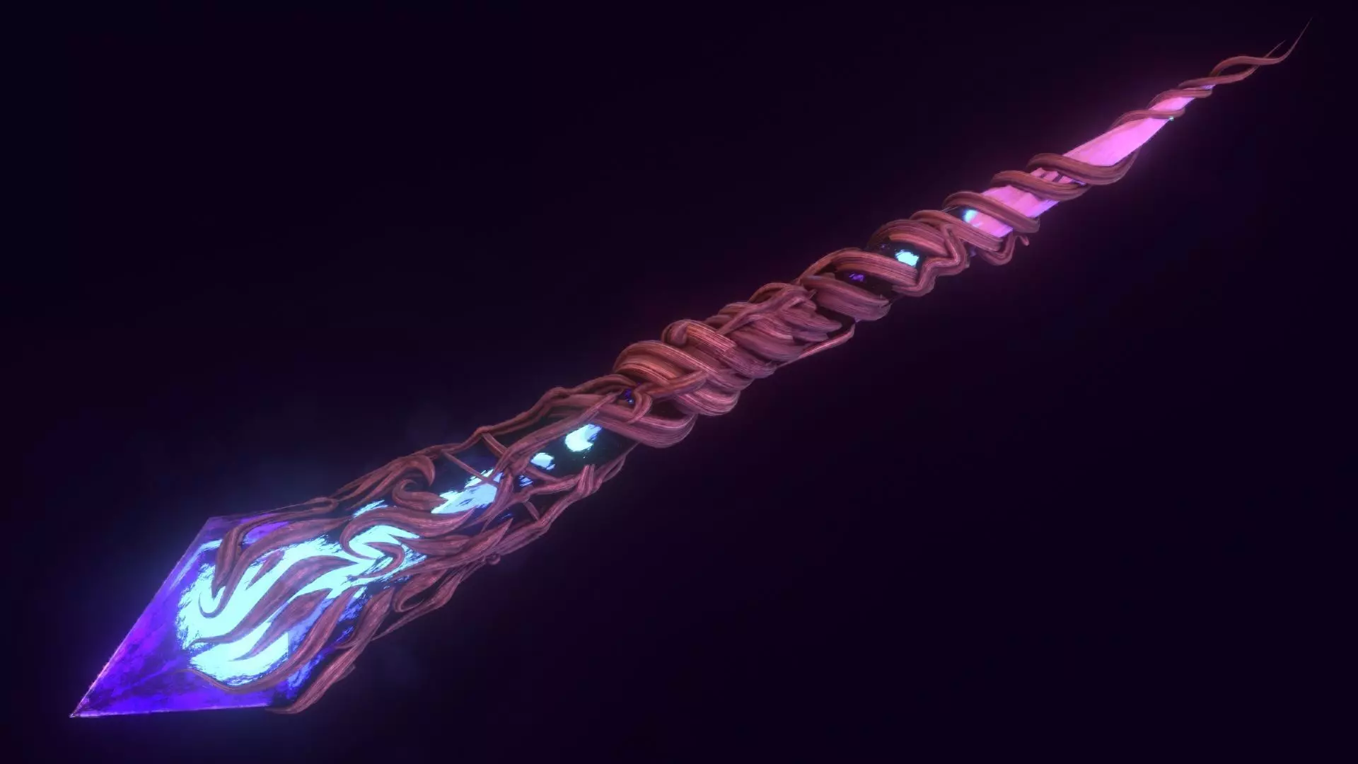 Crystal magic wand Low-poly 3D model_0
