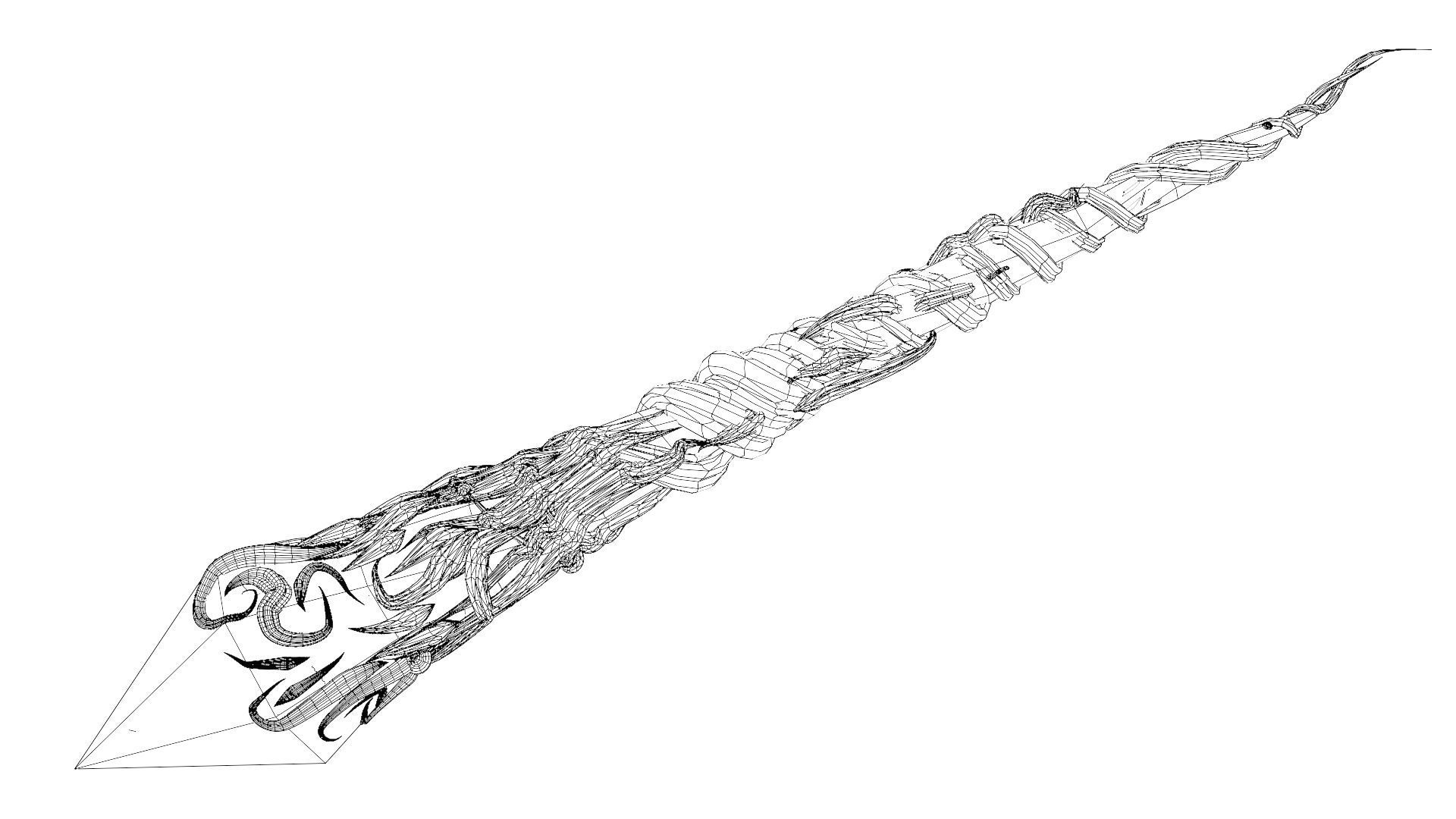 Crystal magic wand Low-poly 3D model_26