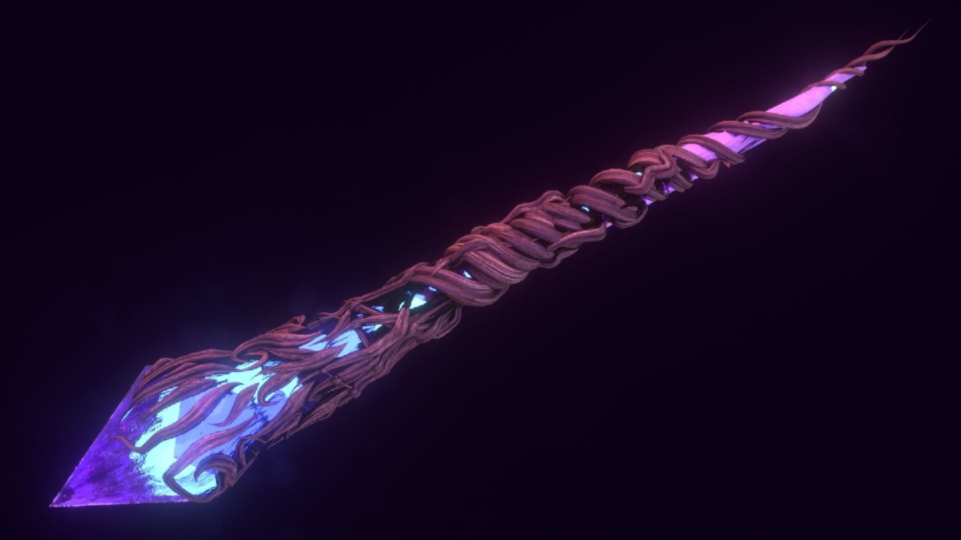 Crystal magic wand Low-poly 3D model_4