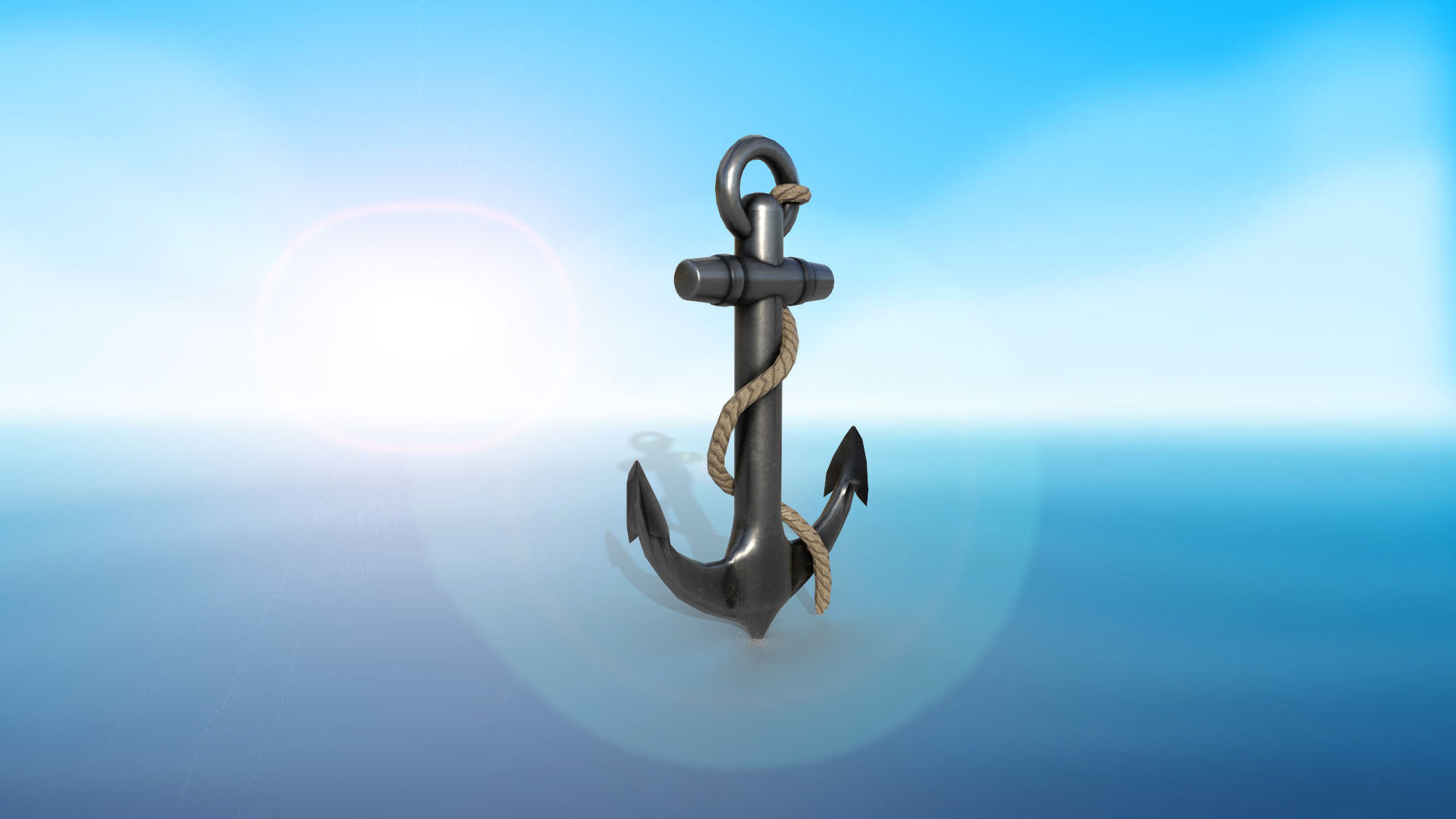 anchor karobelny and ship metal PBR game ready 2 textures Low-poly 3D model_2