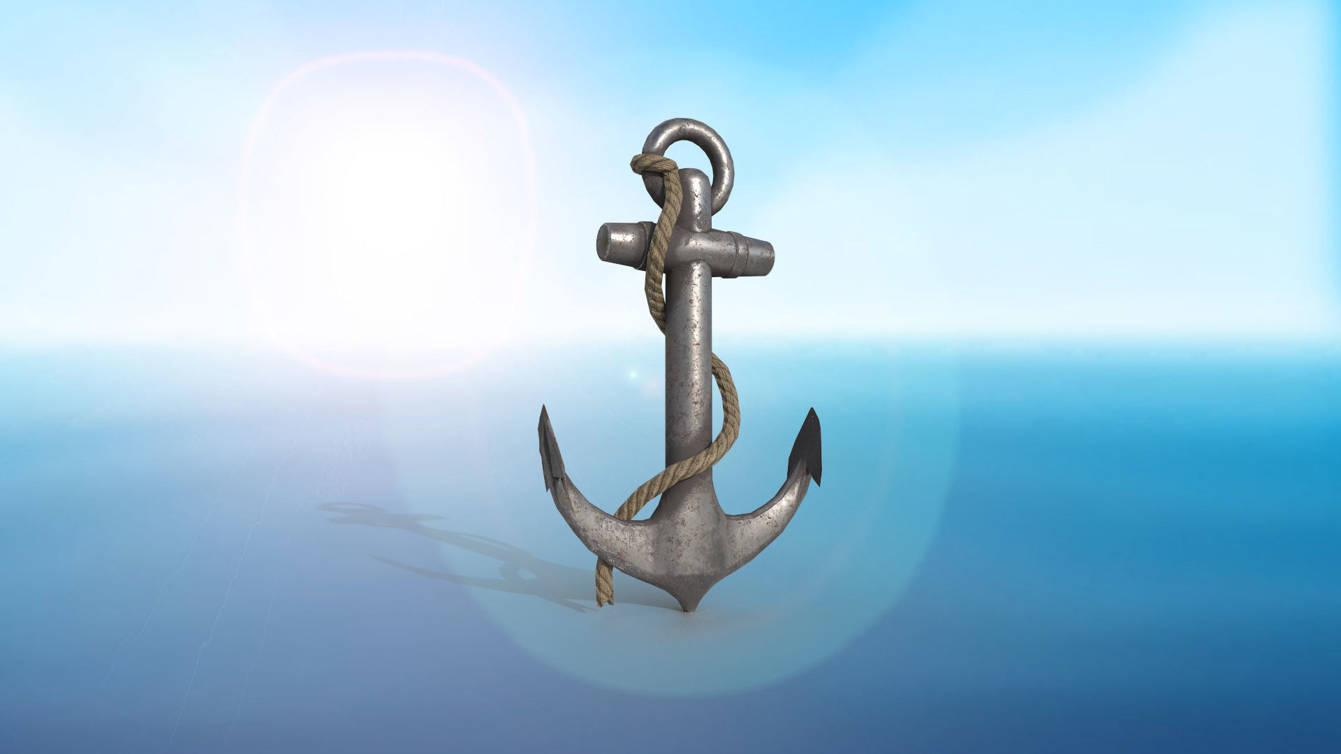 anchor karobelny and ship metal PBR game ready 2 textures Low-poly 3D model_4