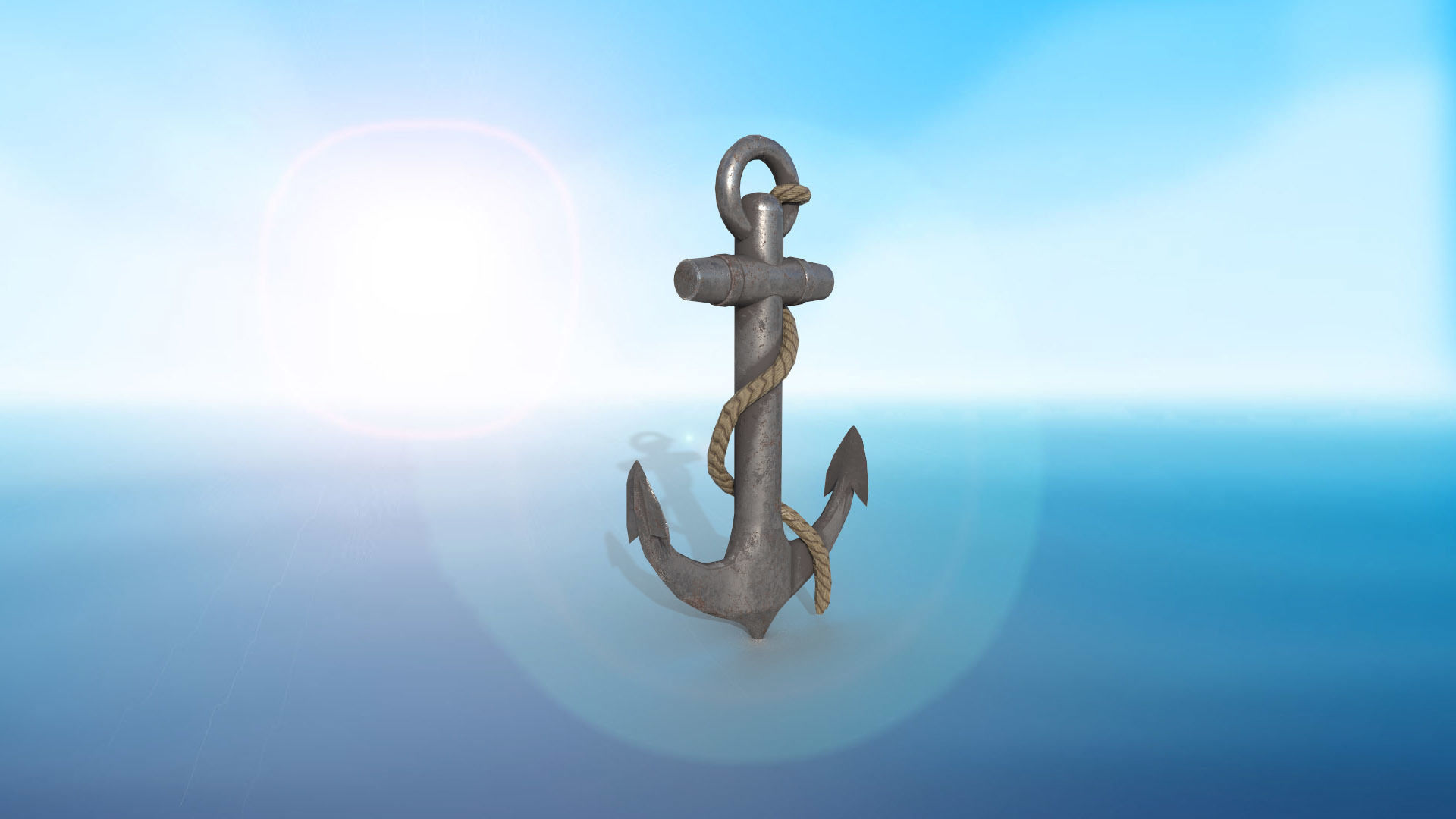 anchor karobelny and ship metal PBR game ready 2 textures Low-poly 3D model_3
