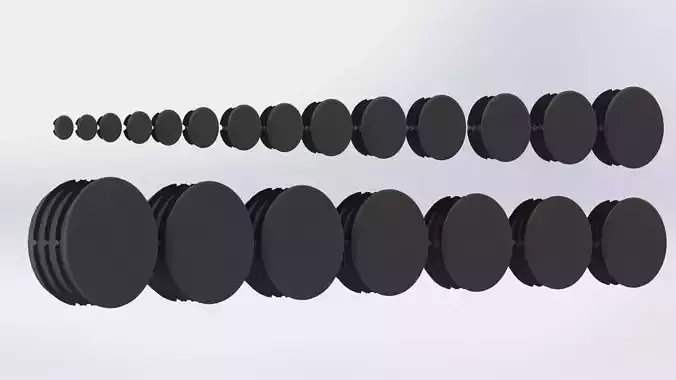 Set of round plugs Low-poly 3D model