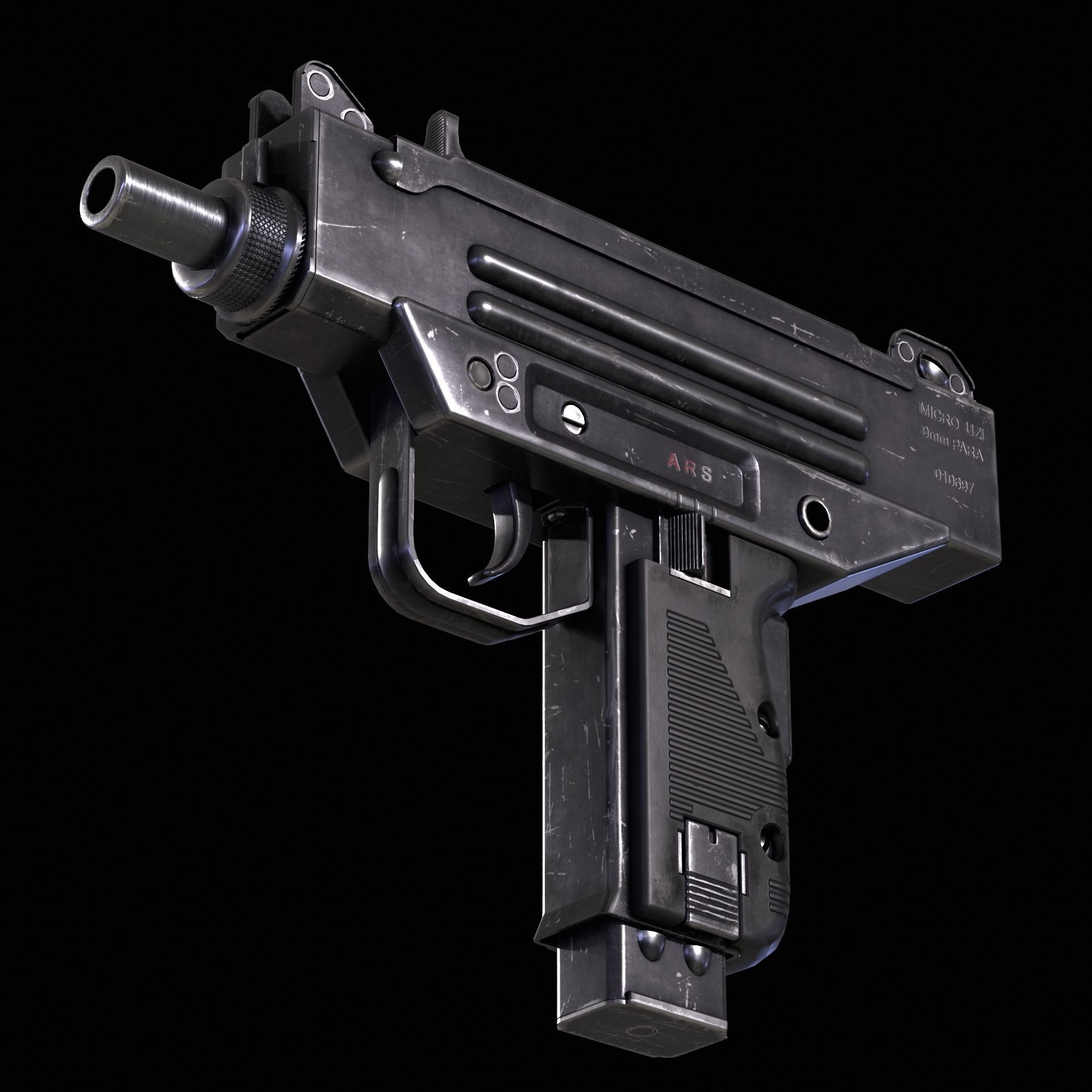 Micro Uzi Low-poly 3D model_5