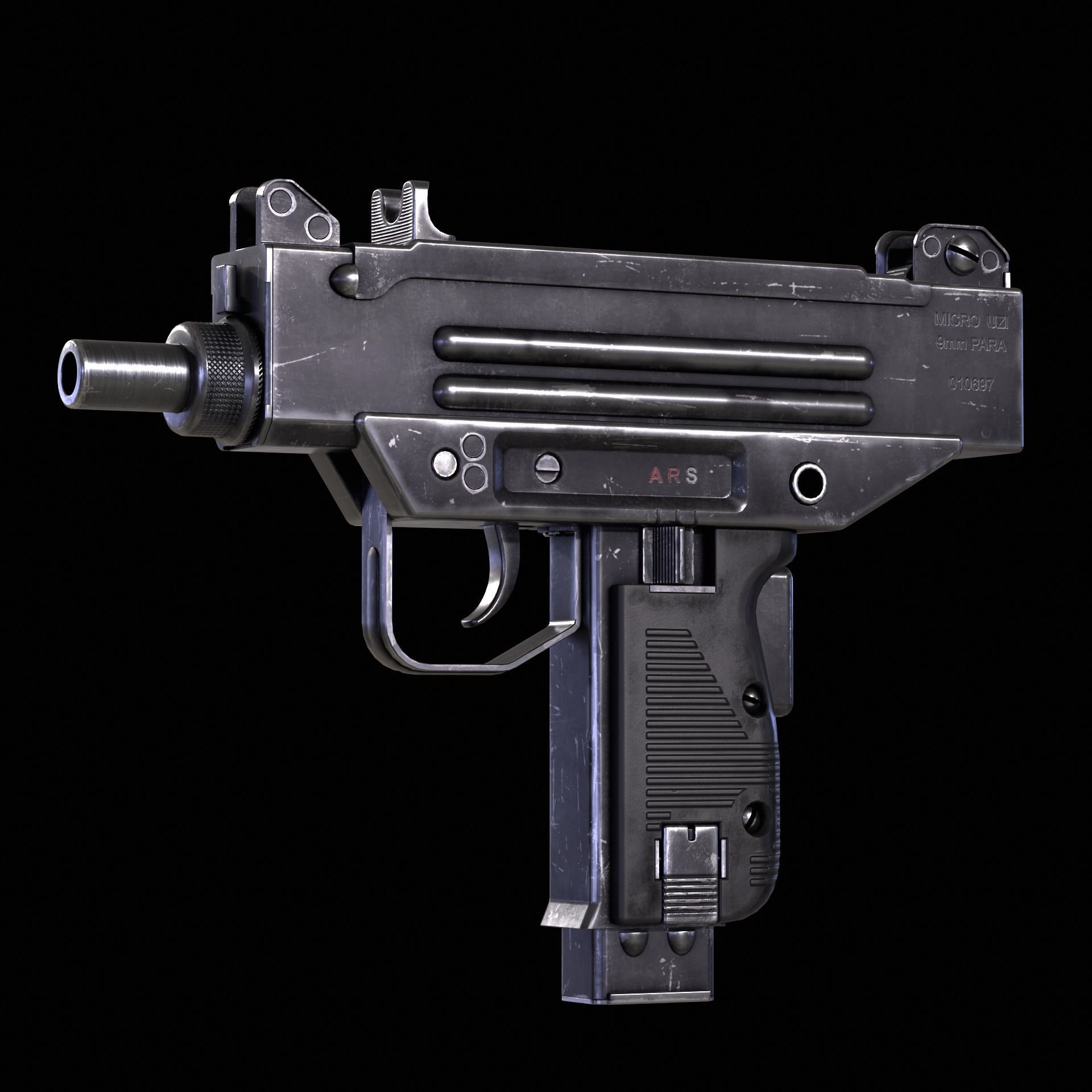 Micro Uzi Low-poly 3D model_3