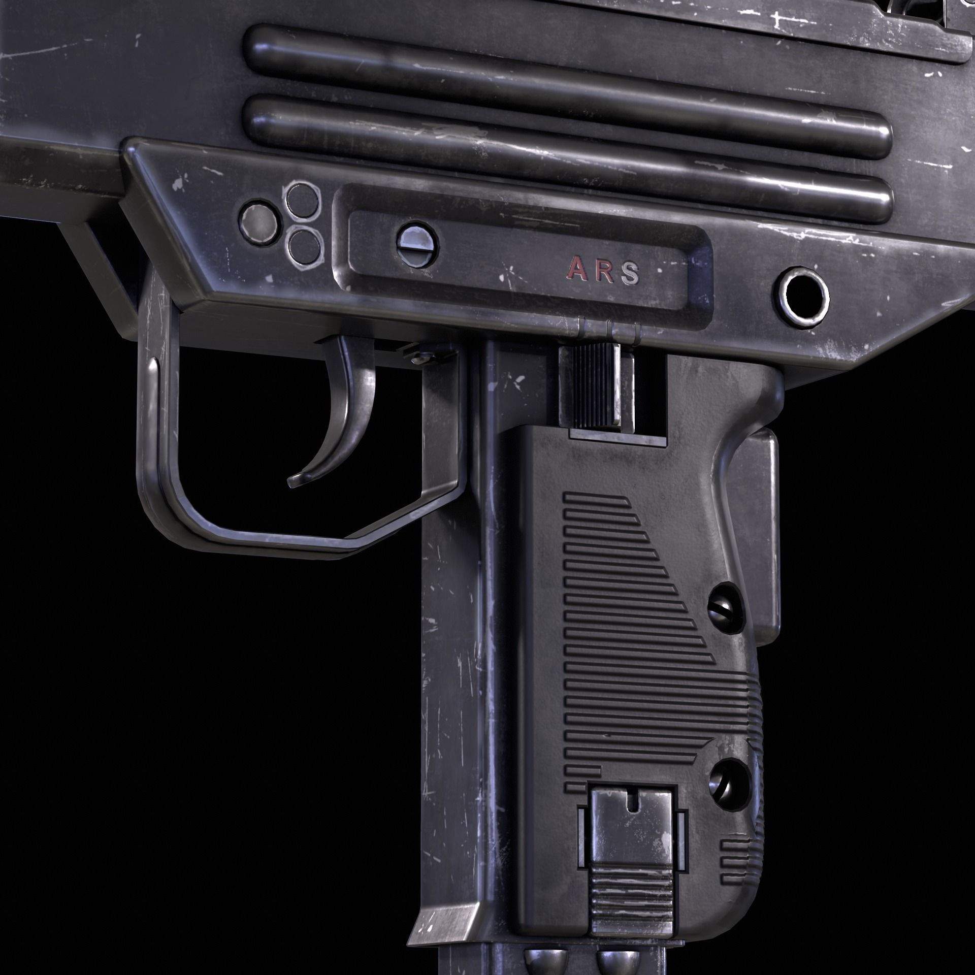Micro Uzi Low-poly 3D model_8