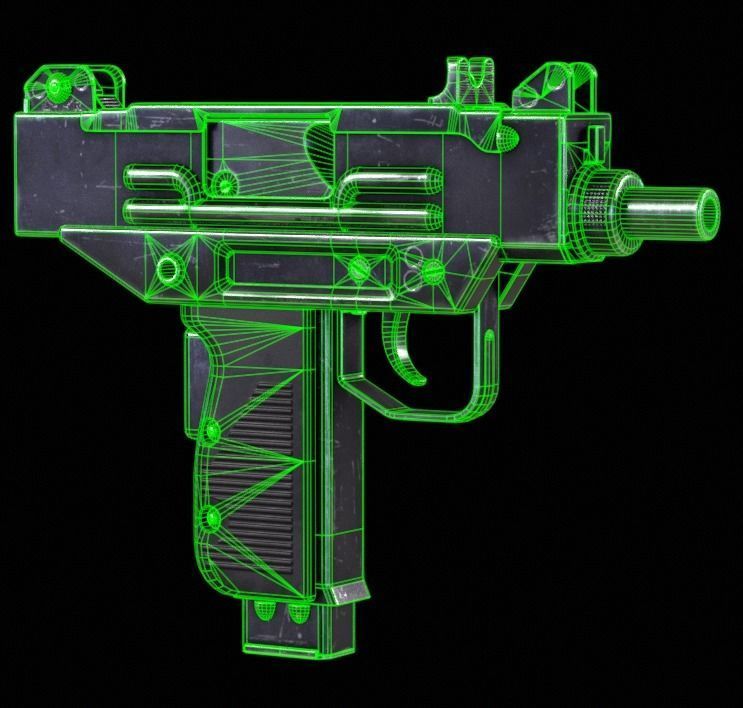Micro Uzi Low-poly 3D model_12