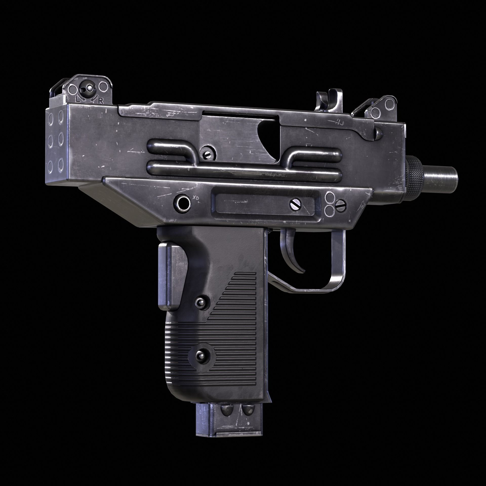 Micro Uzi Low-poly 3D model_4