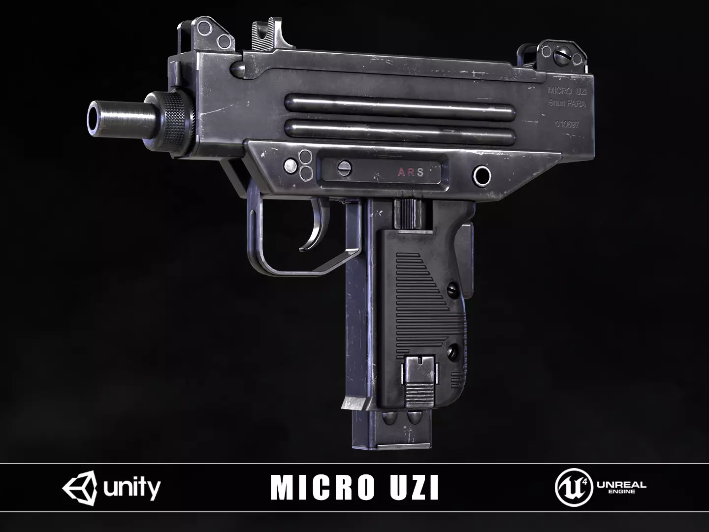 Micro Uzi Low-poly 3D model_0