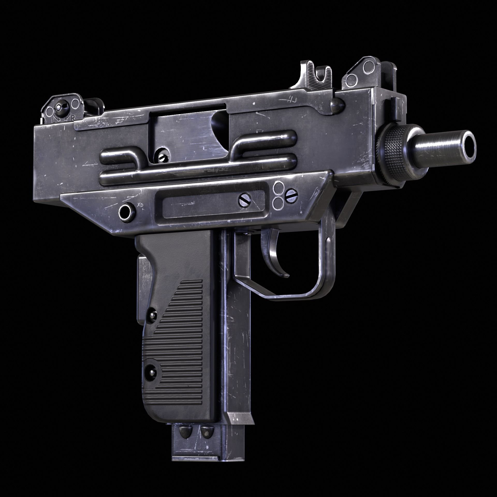 Micro Uzi Low-poly 3D model_2