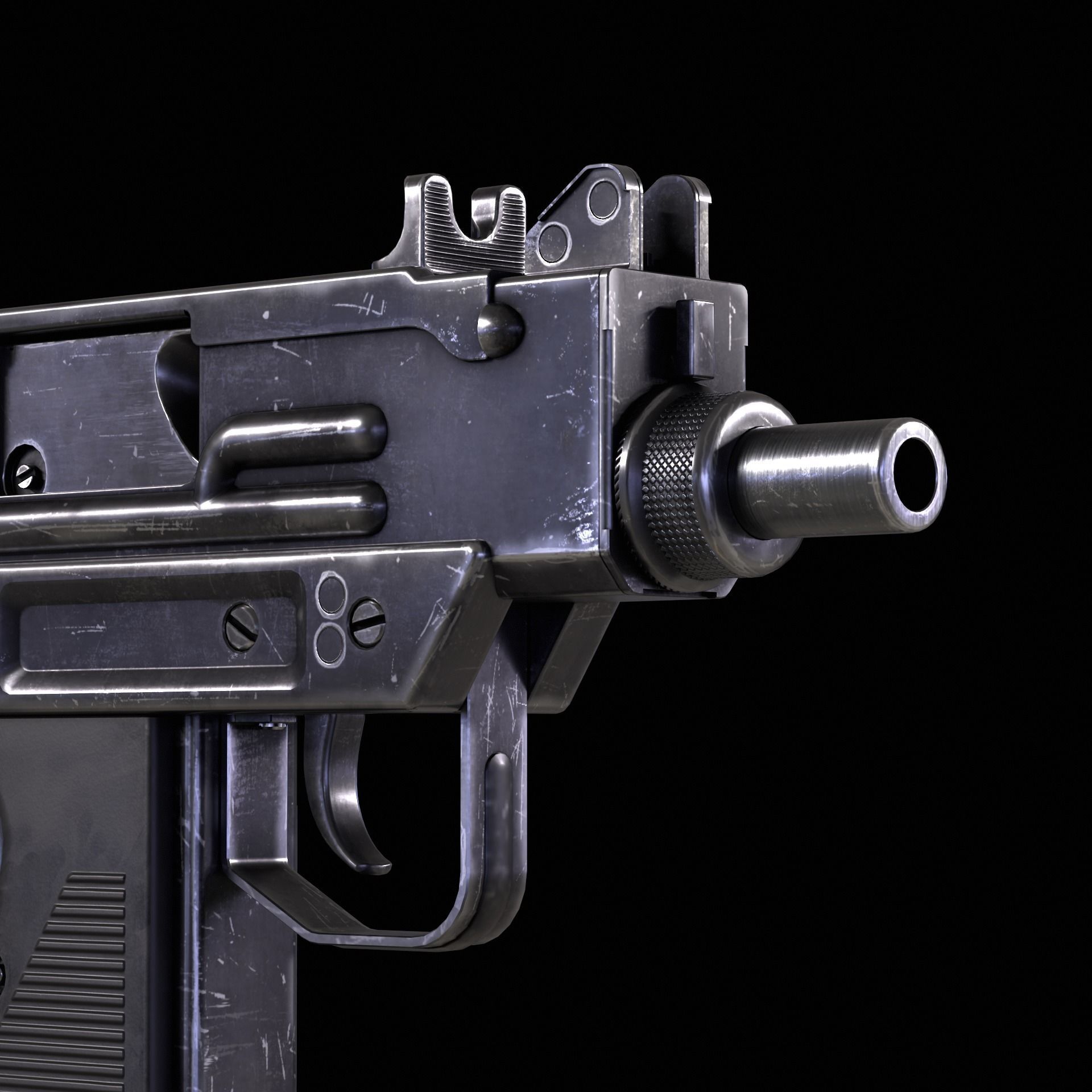 Micro Uzi Low-poly 3D model_7