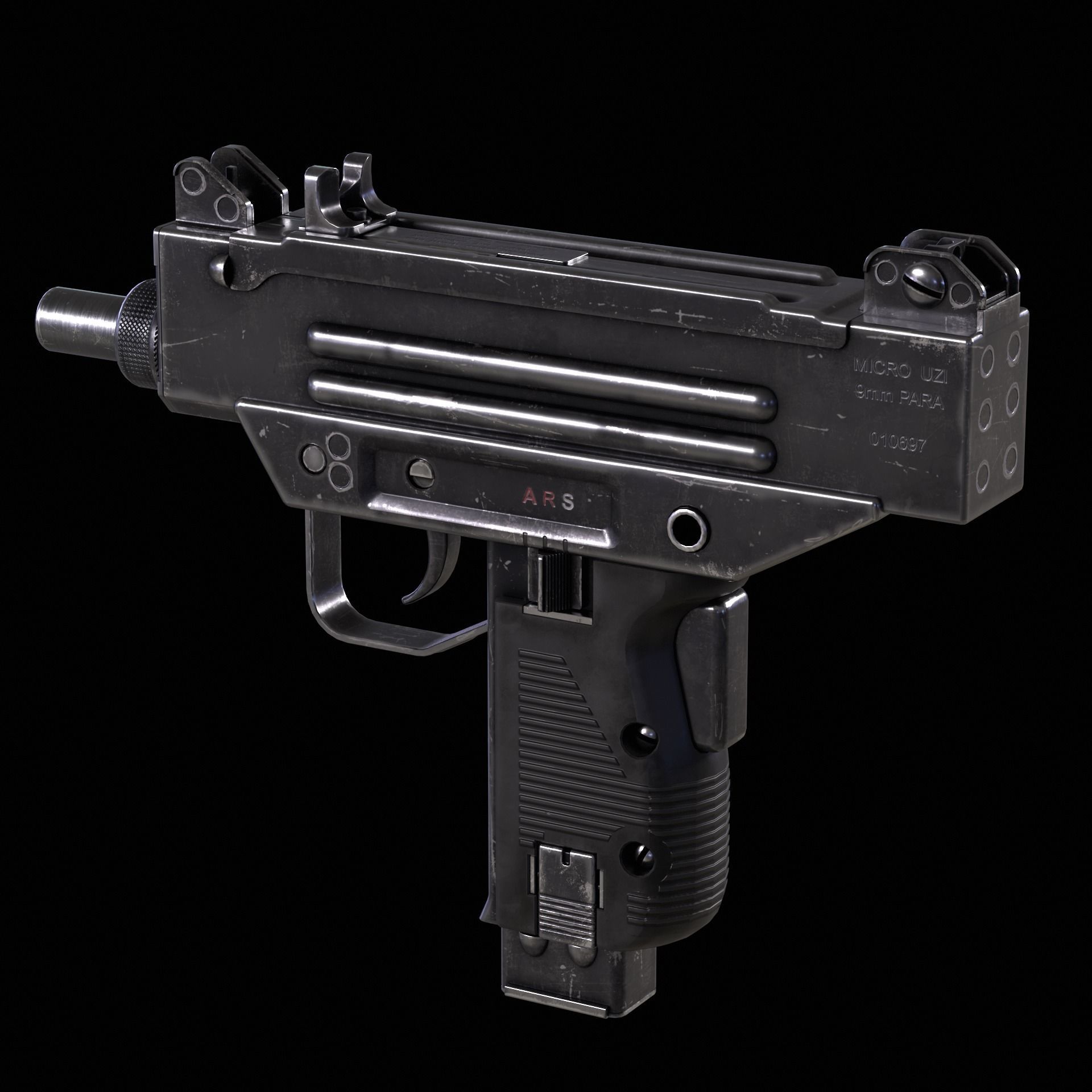 Micro Uzi Low-poly 3D model_6