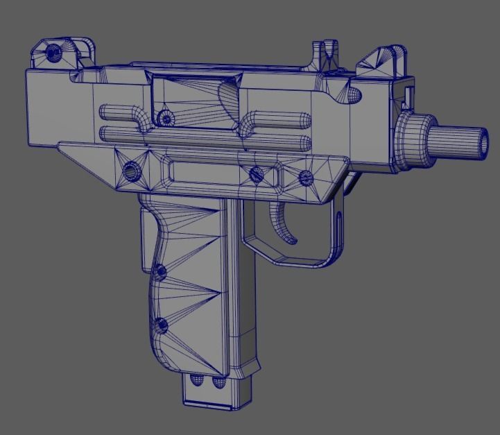 Micro Uzi Low-poly 3D model_11